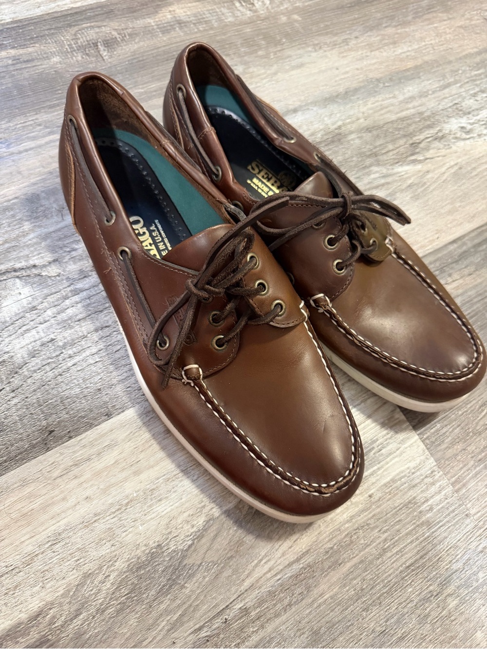 Sebago Docksides Men’s 12 M Brown Leather Boat Shoes Deck Loafers Made USA